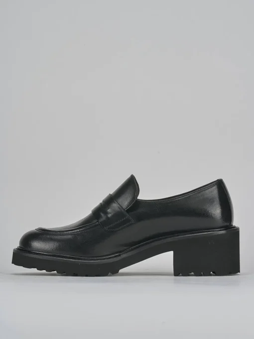 Mocassini tacco 5cm pelle nero