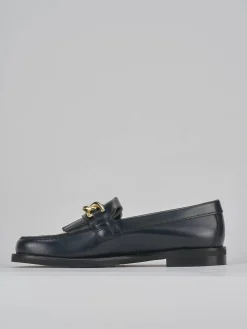 Mocassini tacco 1cm pelle blu