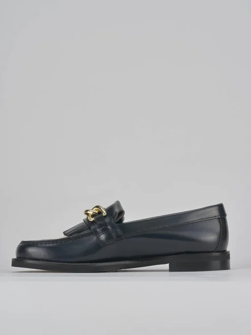 Mocassini tacco 1cm pelle blu