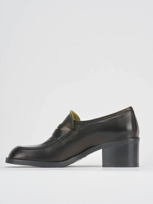 Mocassini tacco 4cm pelle nero