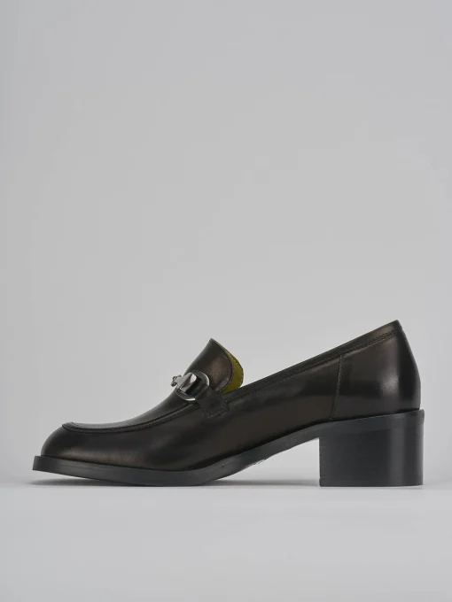 Mocassini tacco 5cm pelle nero
