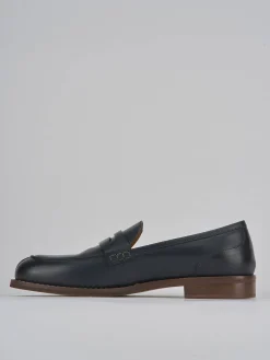 Mocassini tacco 1cm pelle blu