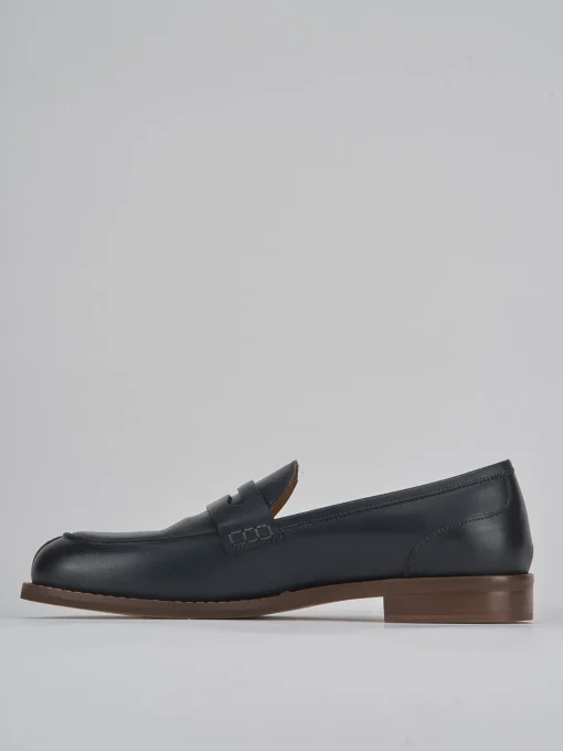 Mocassini tacco 1cm pelle blu