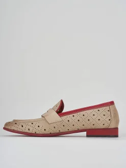 Mocassini tacco 2cm pelle beige