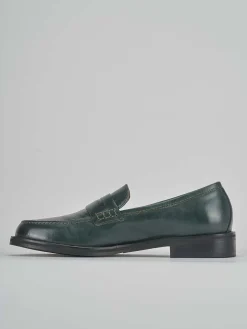 Mocassini tacco 1cm pelle verde