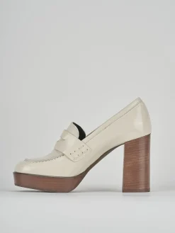 Mocassini tacco 9cm pelle bianco