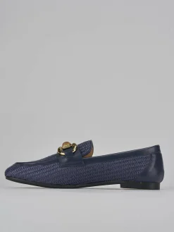 Mocassini tacco 1cm pelle blu