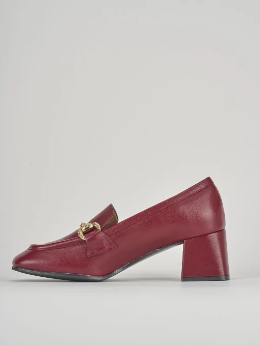 Mocassini tacco 6cm pelle bordo'