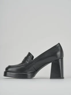 Mocassini tacco 7cm pelle nero