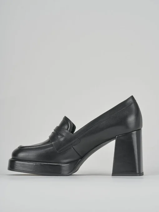 Mocassini tacco 7cm pelle nero