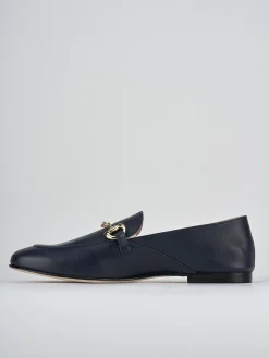 Mocassini tacco 1cm pelle blu