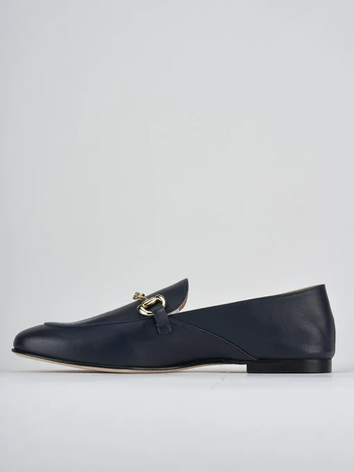 Mocassini tacco 1cm pelle blu