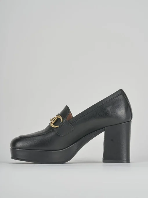 Mocassini tacco 7cm pelle nero
