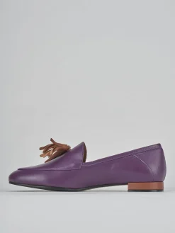 Mocassini tacco 1cm pelle viola