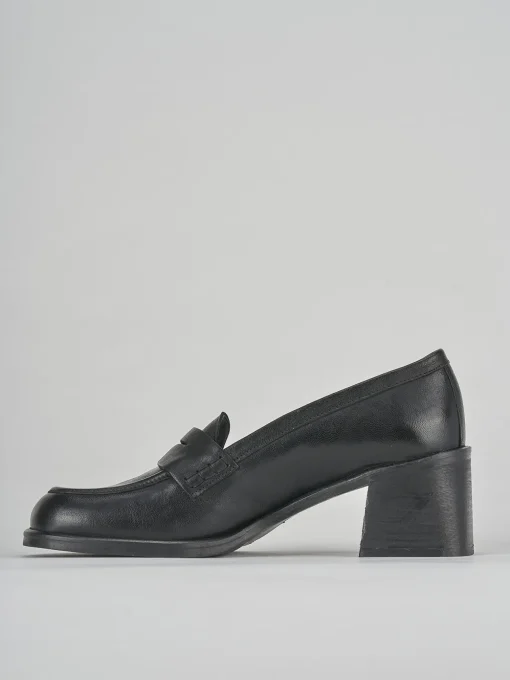 Mocassini tacco 5cm pelle nero