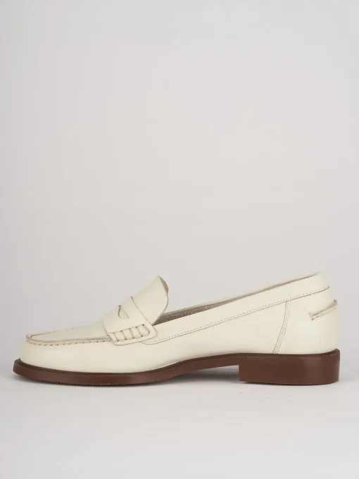 Mocassini tacco 1cm pelle beige