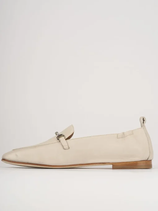 Mocassini tacco 1cm pelle beige