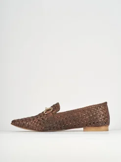 Mocassini tacco 1cm pelle marrone