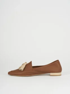 Mocassini tacco 1cm pelle marrone