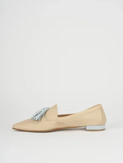 Mocassini tacco 1cm pelle beige