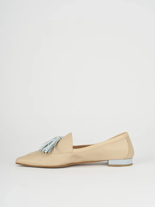 Mocassini tacco 1cm pelle beige