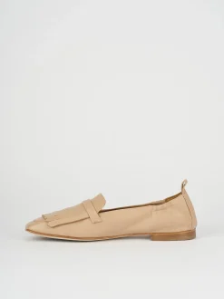 Mocassini tacco 1cm pelle beige