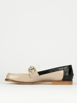 Mocassini tacco 2cm pelle beige