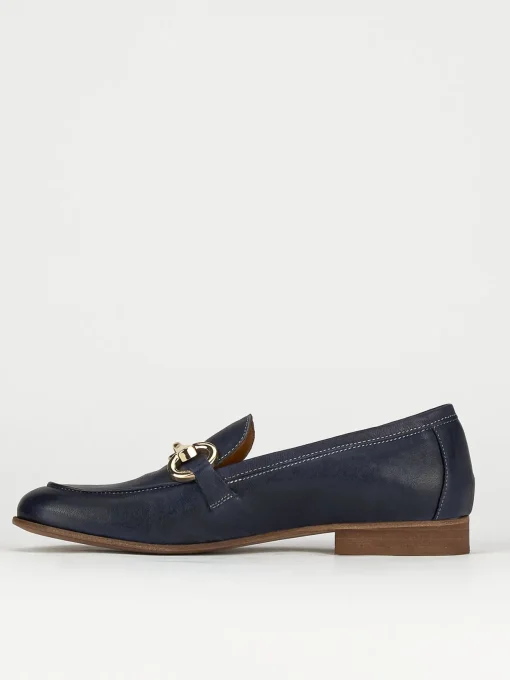 Mocassini tacco 1cm pelle blu