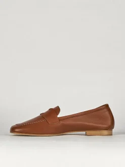 Mocassini tacco 1cm pelle marrone