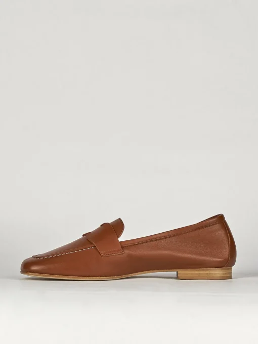 Mocassini tacco 1cm pelle marrone