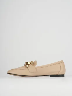 Mocassini tacco 1cm pelle beige