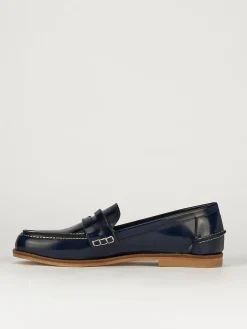 Mocassini tacco 2cm pelle blu