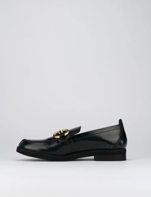 Mocassini tacco 2cm pelle verde
