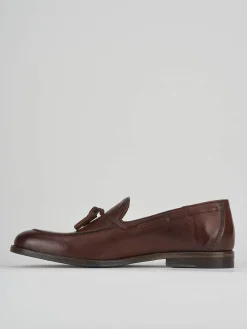 Mocassini tacco 2cm pelle marrone