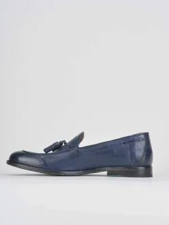 Mocassini tacco 2cm pelle blu