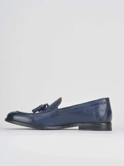 Mocassini tacco 2cm pelle blu