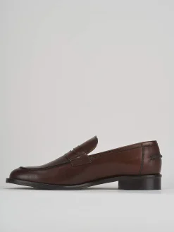 Mocassini tacco 1cm pelle marrone