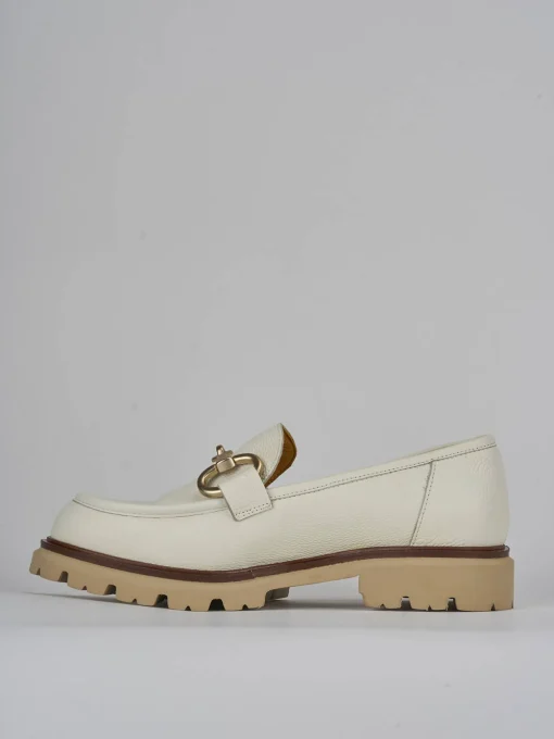 Mocassini tacco 2cm pelle bianco