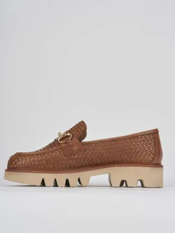 Mocassini tacco 2cm pelle marrone