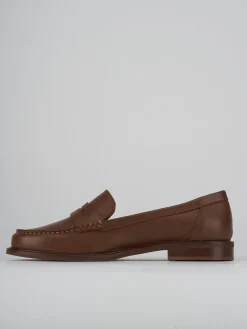 Mocassini tacco 2cm pelle marrone