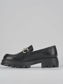 Mocassini tacco 3cm pelle nero