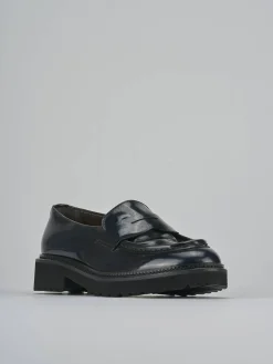 Mocassini tacco 2cm pelle blu