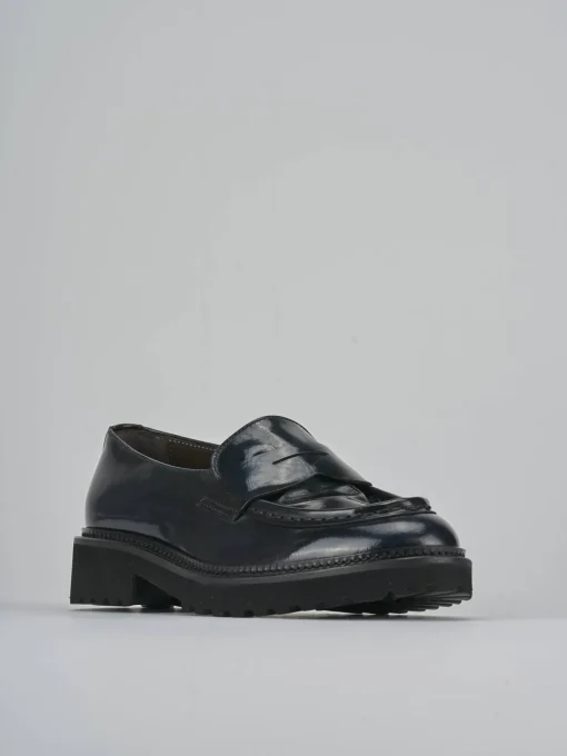 Mocassini tacco 2cm pelle blu