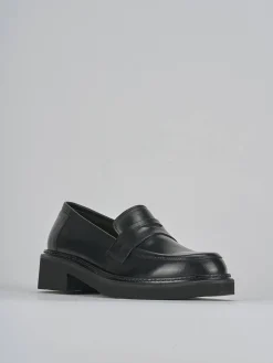 Mocassini tacco 3cm pelle nero