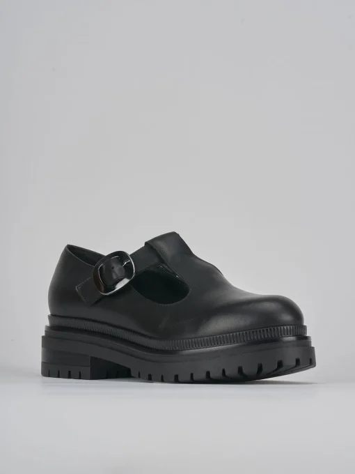 Mocassini tacco 3cm pelle nero