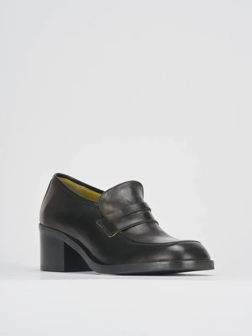 Mocassini tacco 4cm pelle nero