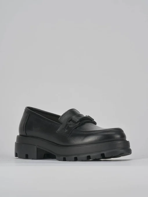 Mocassini tacco 2cm pelle nero