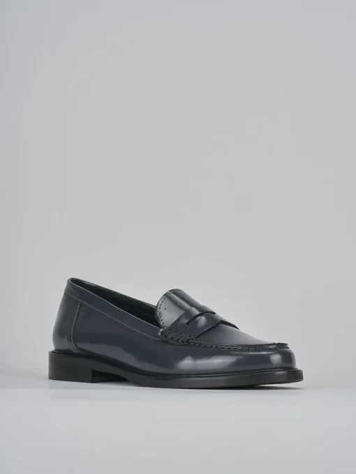 Mocassini tacco 2cm pelle grigio