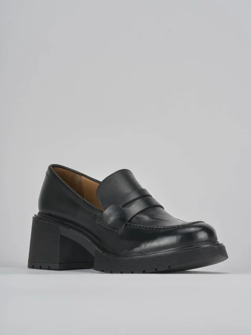 Mocassini tacco 6cm pelle nero
