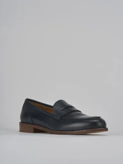 Mocassini tacco 1cm pelle blu